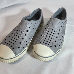 Pex Men's Casual Shoes Gray White Slip-On Breathable Round Toe Size 8